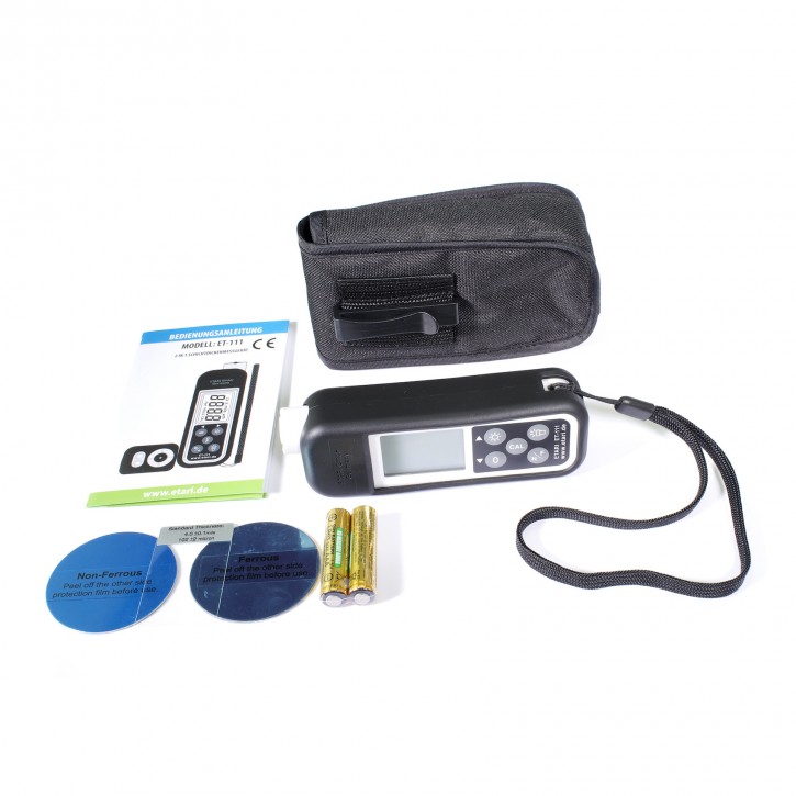 Produktbild von Blue Technology MGR-11-S-AL Schichtdickenmessgerät – Lacktester Für Stahl & Alu, 0–1990 µm, Mit Tasche & Kalibrierplatten