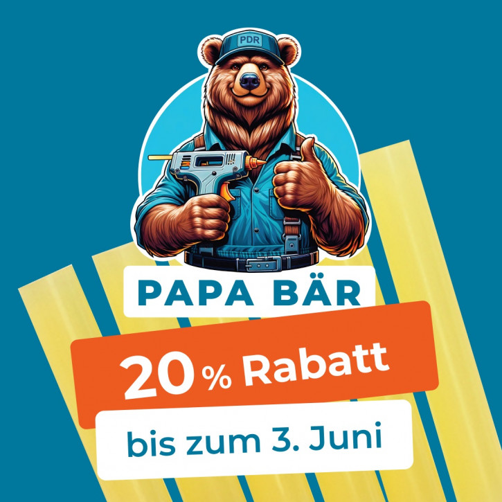 Colle chaude "PAPA BÄR" la meilleure et la plus forte colle chaude de notre assortiment, ménageant la peinture, spécialement pour la réparation des dommages causés par la grêle, PDR 1 KG