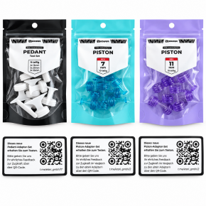 OCHSE + Pedant 9-Piece Test Set (3x15 mm, 3x25 mm, 3x35 mm) + Piston 10-Piece Set (New) Light Purple 11 mm + Piston 10-Piece Set (New) Turquoise 7 mm