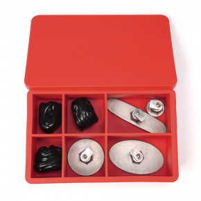 Set van MIDIAR® "HEXAGONAL" adapters voor koude lijm, 4 stuks, met 150g koude lijm in een siliconen container